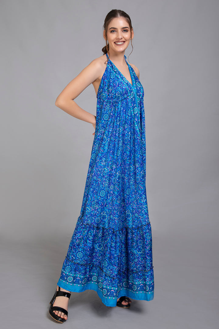 Upcycled Indian Silk Saree Long Bohemian Dress - Vz Collection