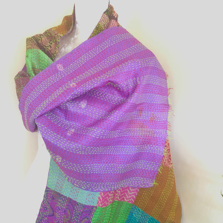 Multi Coloured Reversible Silk Scarves - Vz Collection