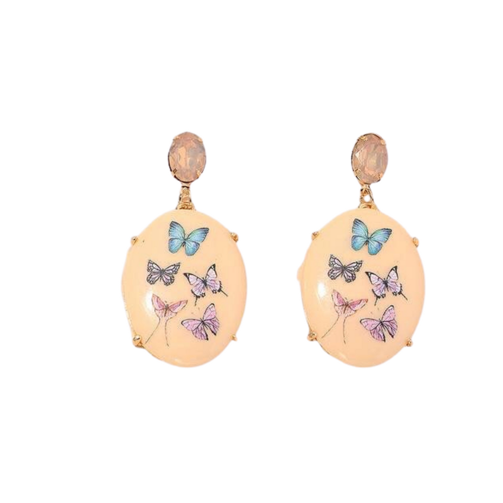 Earrings with Embossed Multicolour Butterfly Print - Vz Collection
