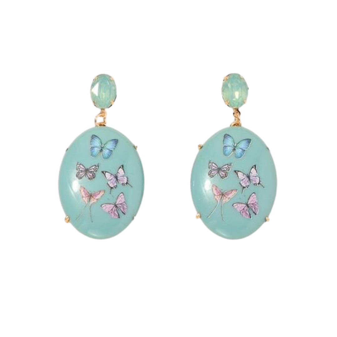 Earrings with Embossed Multicolour Butterfly Print - Vz Collection
