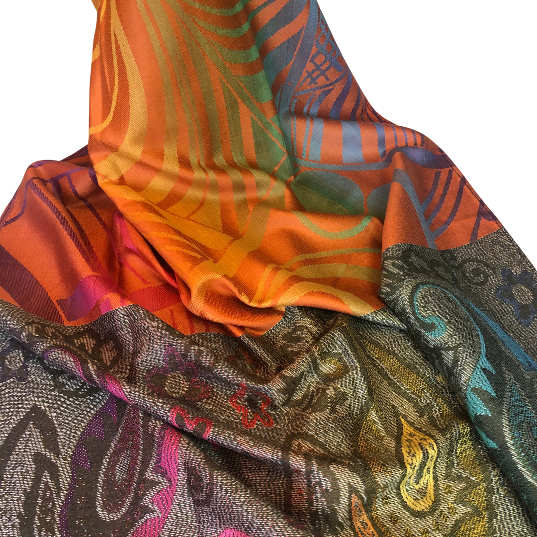 Abstract and Paisley Pattern Pashmina Scarf - Vz Collection