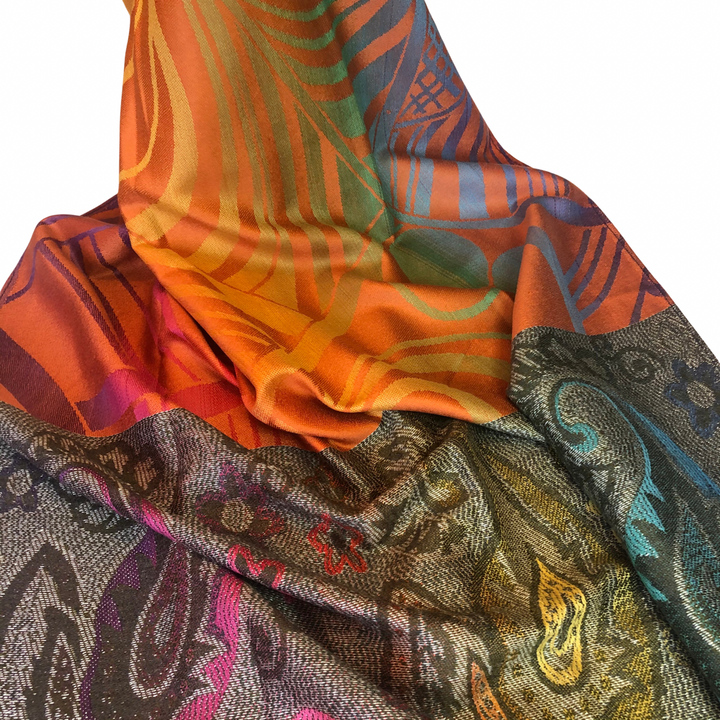 Abstract and Paisley Pattern Pashmina Scarf - Vz Collection