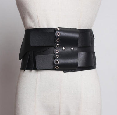 Black Leather Statement Belt - Vz Collection