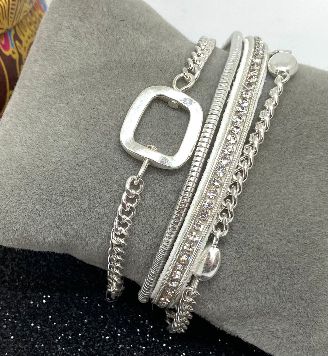 Multi Chain Magnetic Bracelet with Rectangle Bead - Vz Collection