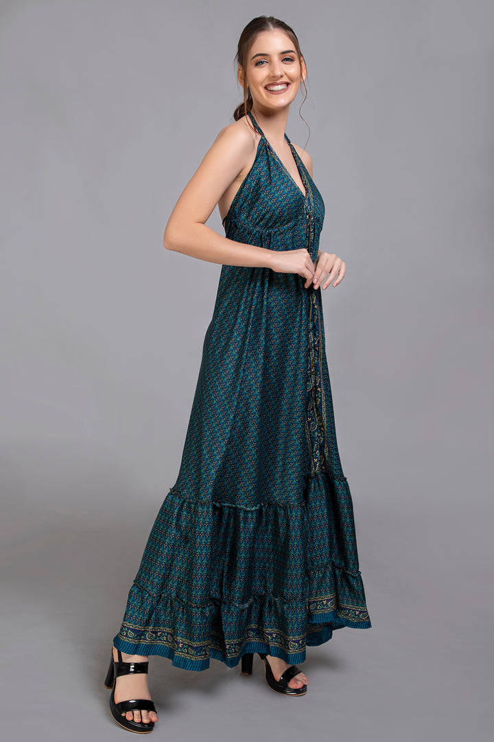Upcycled Indian Silk Saree Long Bohemian Dress - Vz Collection