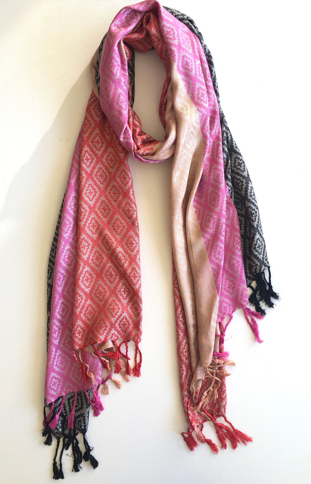 Solid Colours with Diamond Pattern Pashmina Scarf - Vz Collection