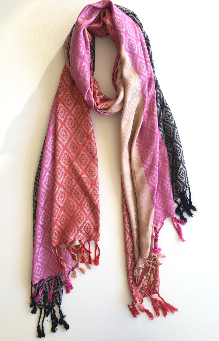 Solid Colours with Diamond Pattern Pashmina Scarf - Vz Collection