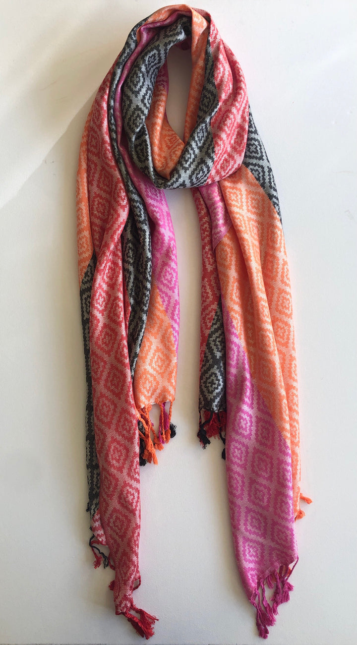 Solid Colours with Diamond Pattern Pashmina Scarf - Vz Collection