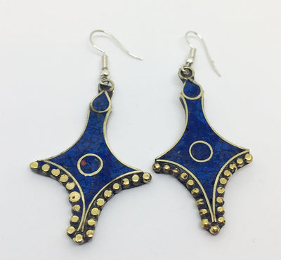 Tibetan Influenced Blue Saphire Earrings - Vz Collection