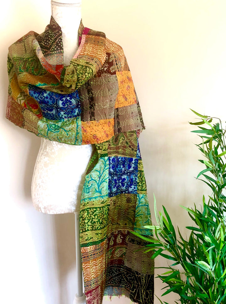 Multi Coloured Reversible Silk Scarves - Vz Collection
