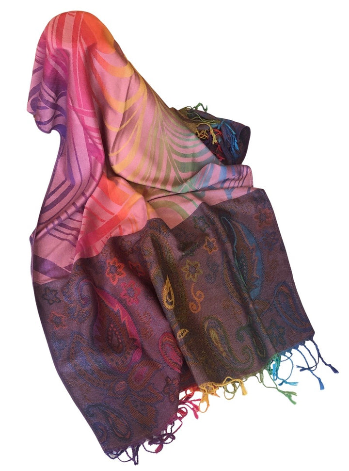 Abstract and Paisley Pattern Pashmina Scarf - Vz Collection