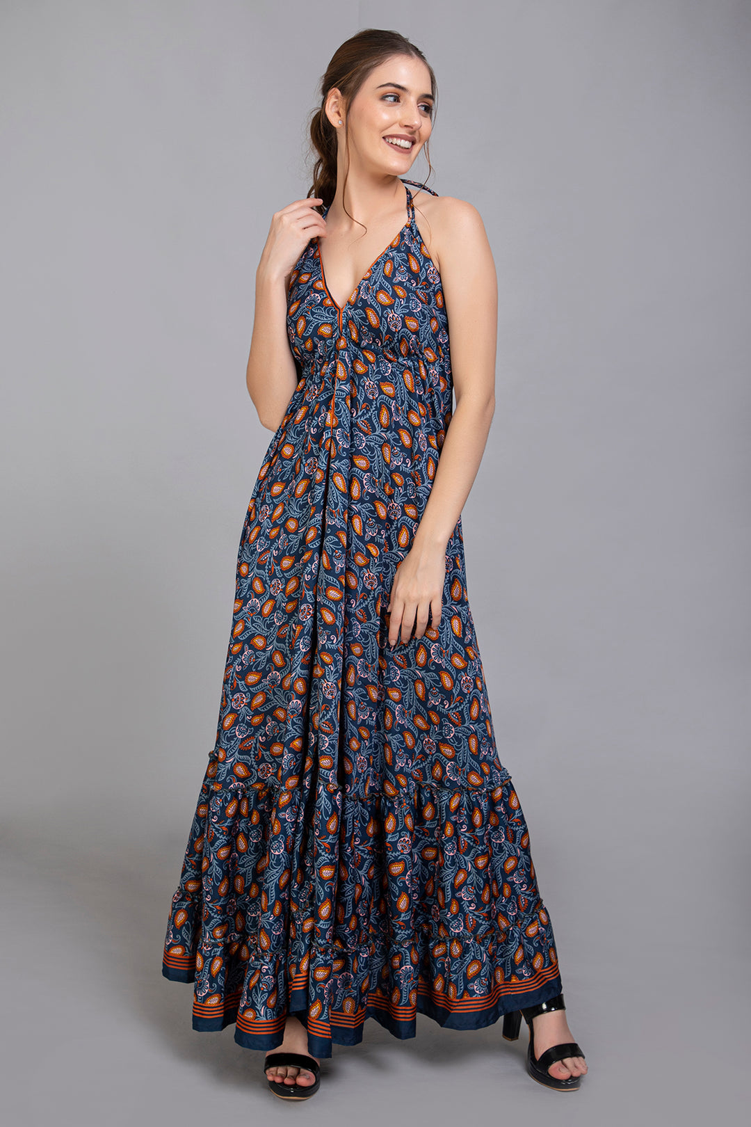 Upcycled Indian Silk Saree Long Bohemian Dress - Vz Collection