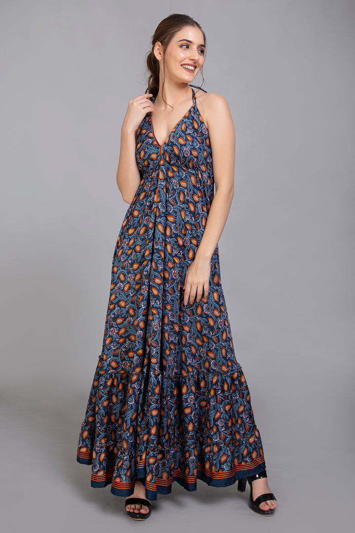 Upcycled Indian Silk Saree Long Bohemian Dress - Vz Collection