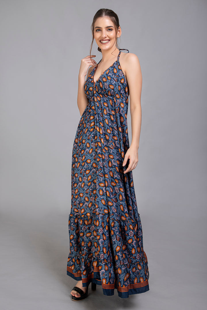 Upcycled Indian Silk Saree Long Bohemian Dress - Vz Collection
