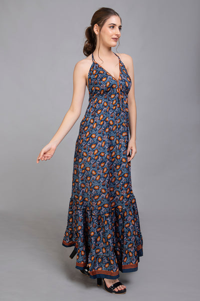 Upcycled Indian Silk Saree Long Bohemian Dress - Vz Collection