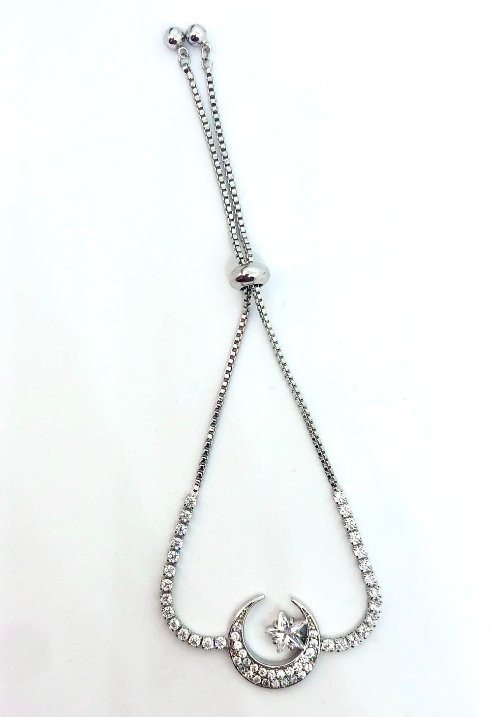 Moon and Star Diamanté Slider Bracelet - Vz Collection
