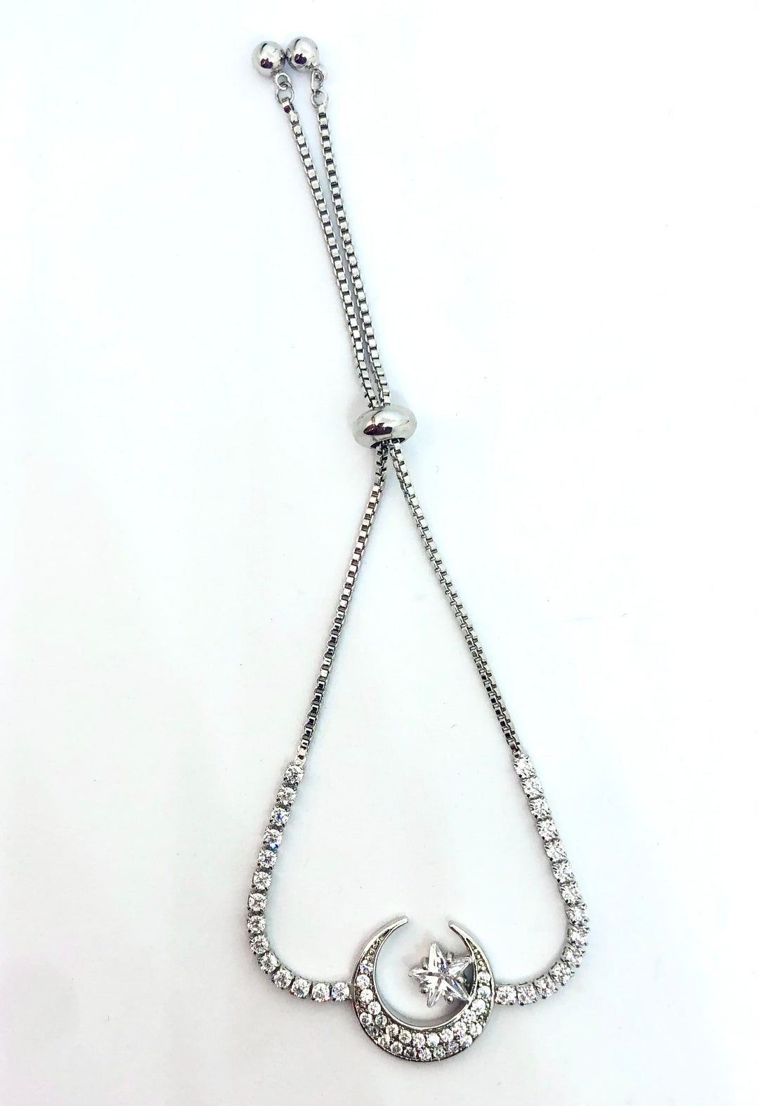 Moon and Star Diamanté Slider Bracelet - Vz Collection