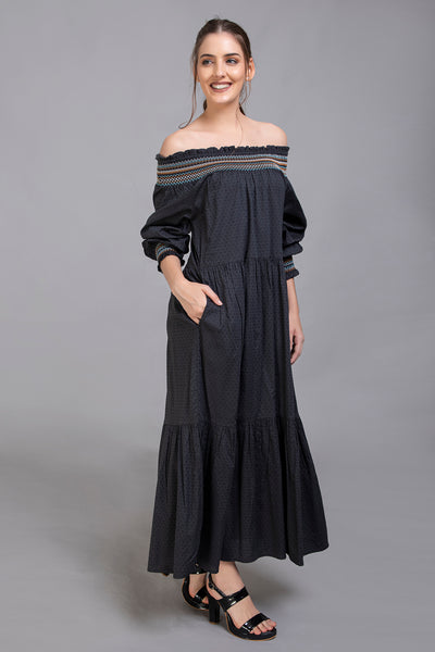 Black Tiered Maxi Dress - Vz Collection