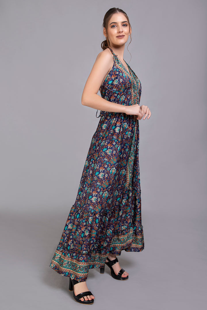 Upcycled Indian Silk Saree Long Bohemian Dress - Vz Collection