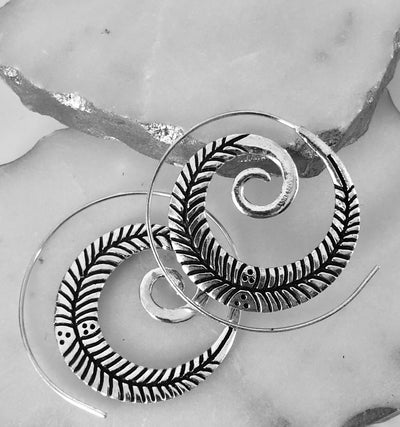 Silver Plated Loop Leaf Earrings - Vz Collection