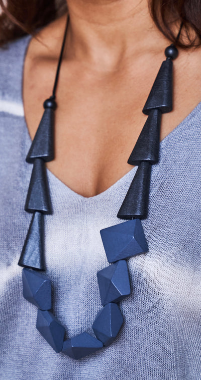 Wooden Geometrical Beads Necklace - Vz Collection