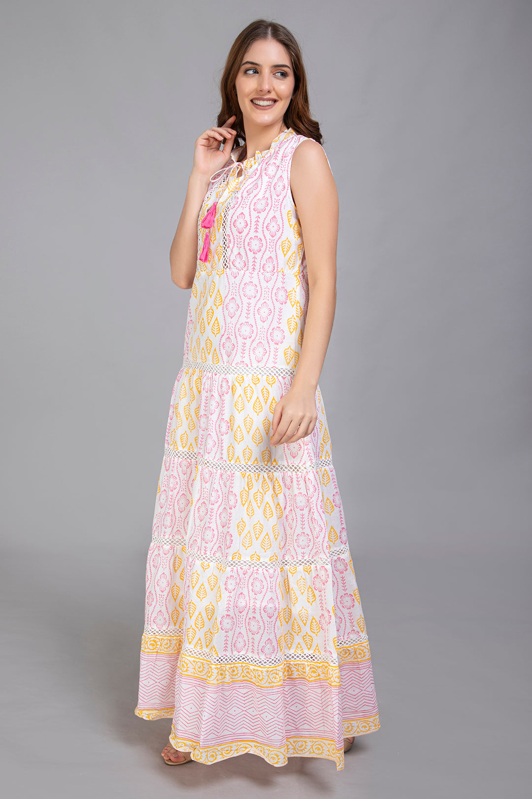 Pastel Block Print Cotton Dress Light & Airy Summer Essential Vz Collection Pastel Block Print Cotton Dress Light & Airy Summer Essential Vz Collection