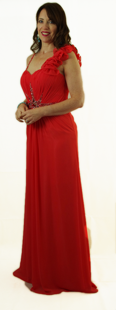 Coral Floor Length Evening Dress - Vz Collection