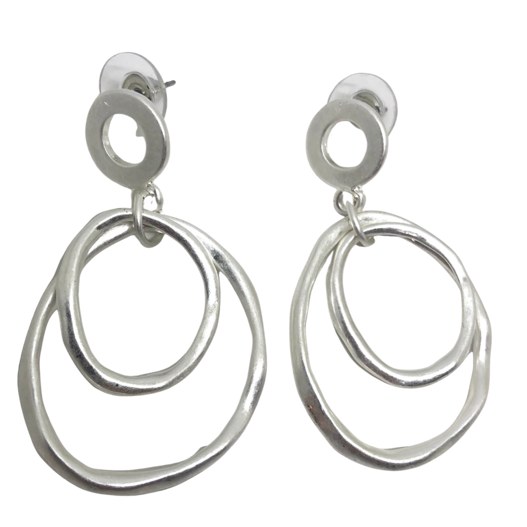 Contemporary Textured Double Circle Drop Earrings - Vz Collection