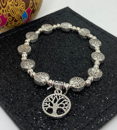 Mulberry Tree Charm Bracelet with Small Mulberry Tree Beads Elasticated Bracelet - Vz Collection