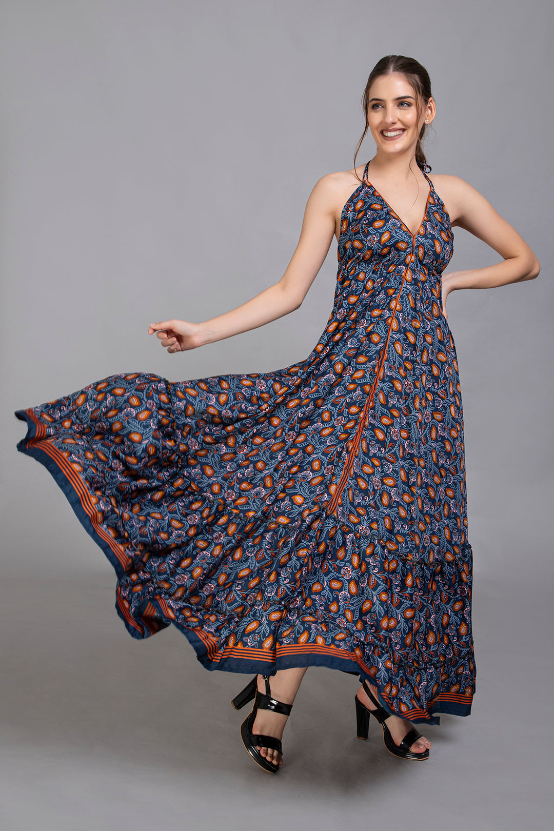 Upcycled Indian Silk Saree Long Bohemian Dress - Vz Collection