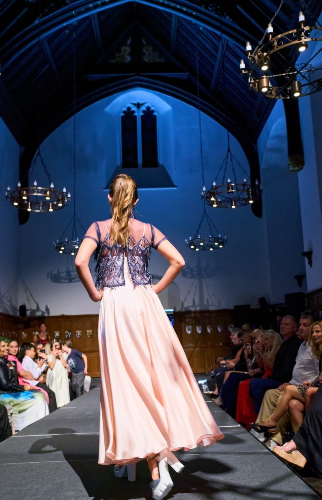Pink Satin Silk Dress with Navy Bolero - Vz Collection