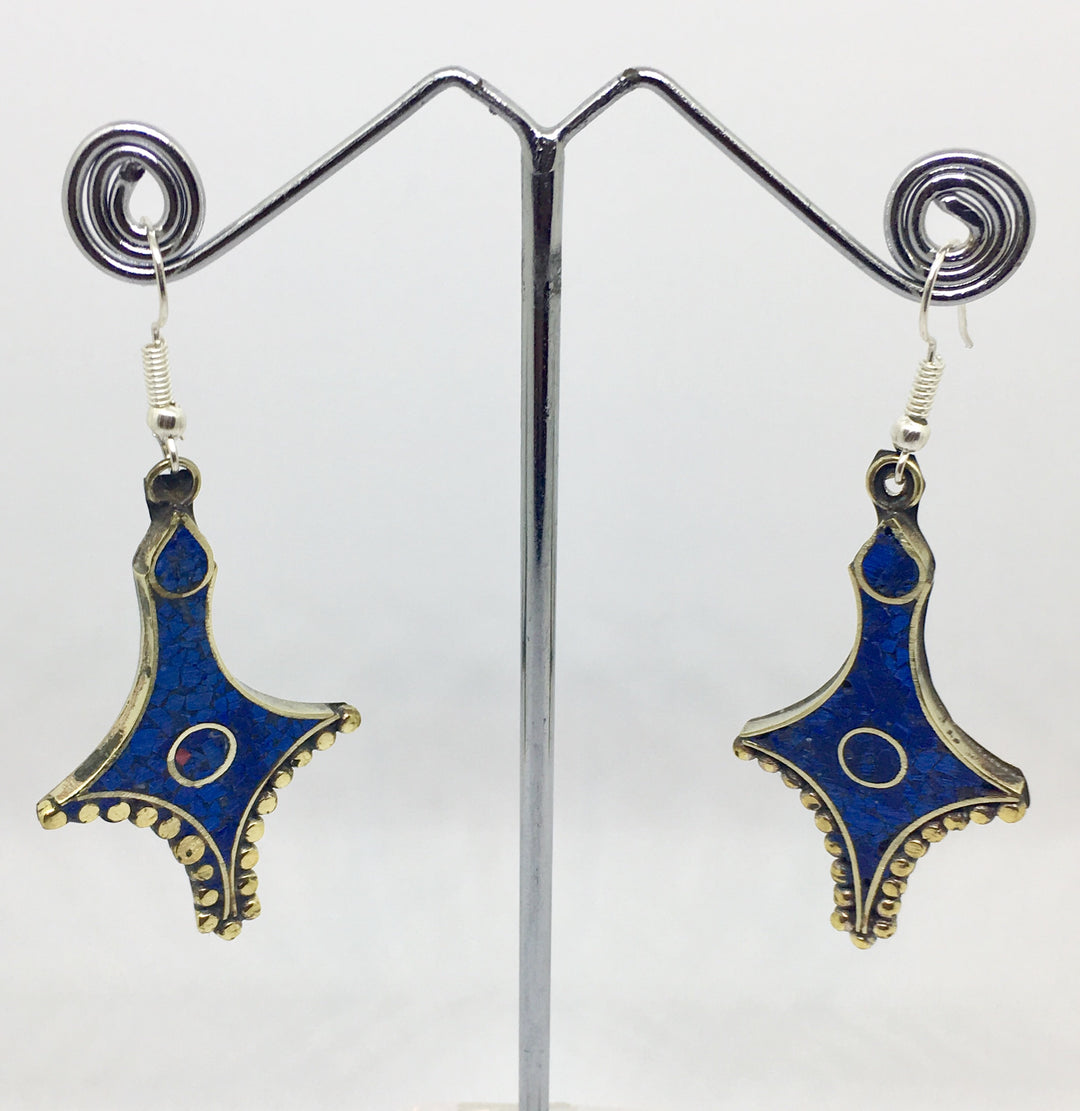 Tibetan Influenced Blue Saphire Earrings - Vz Collection