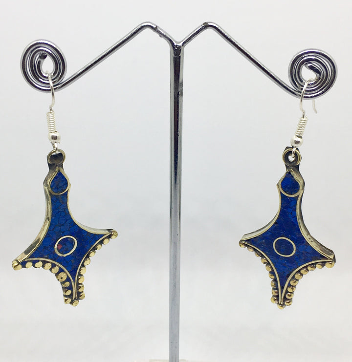 Tibetan Influenced Blue Saphire Earrings - Vz Collection