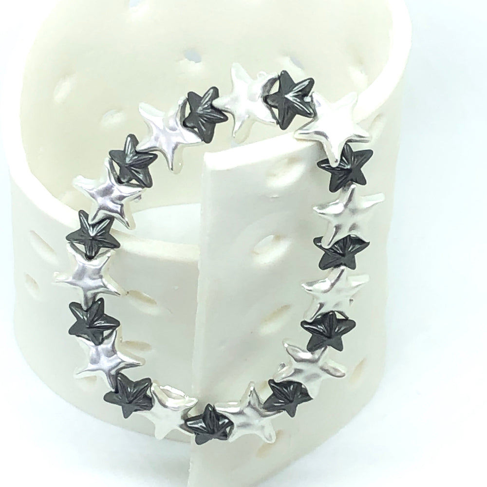 Black and Silver Star Bead Bracelet - Vz Collection
