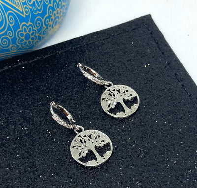 Mulberry Tree Hoop Earrings with Diamanté - Vz Collection