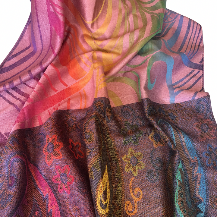 Abstract and Paisley Pattern Pashmina Scarf - Vz Collection