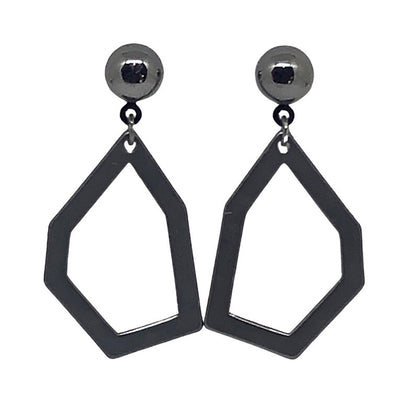 Geometrical Drop Earrings in Gun Metal Grey - Vz Collection