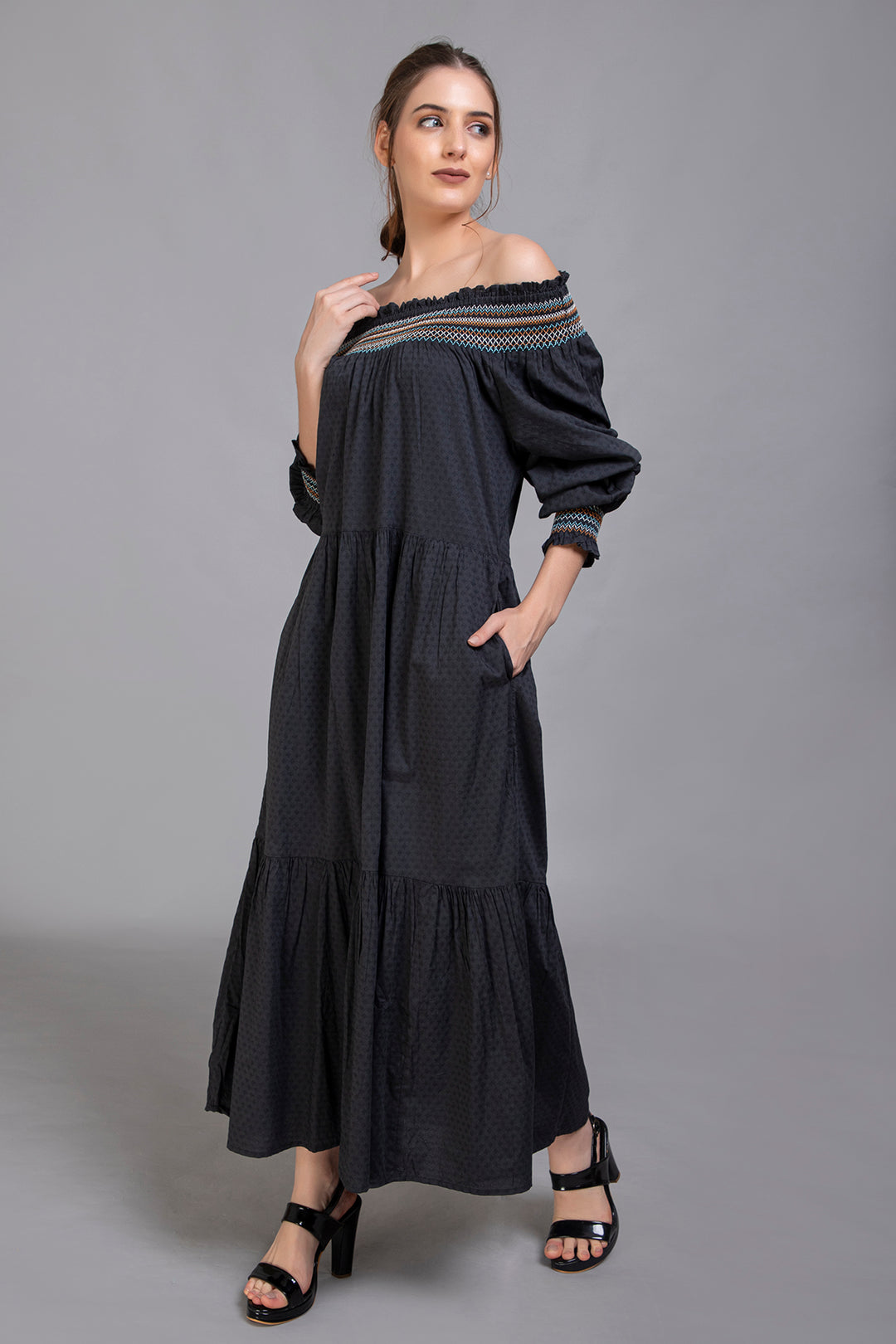 Black Tiered Maxi Dress - Vz Collection