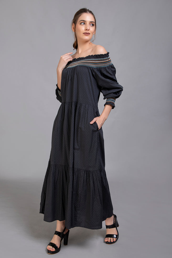 Black Tiered Maxi Dress - Vz Collection