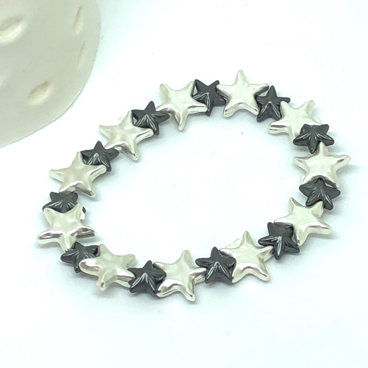 Black and Silver Star Bead Bracelet - Vz Collection