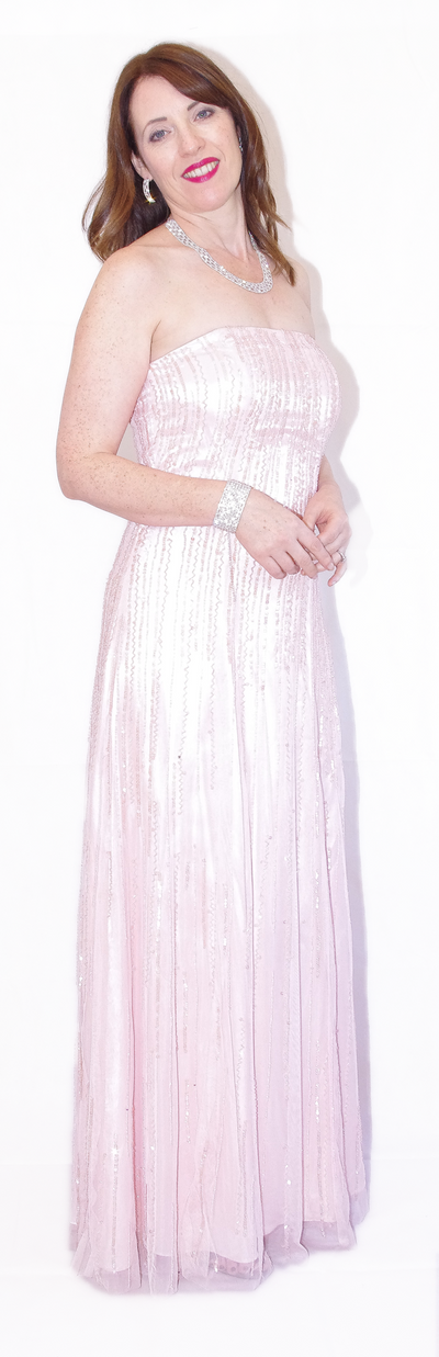 Pink Off Shoulder Floor Length Evening Gown - Vz Collection