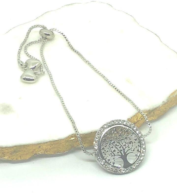 Tree of Life Bracelet with Diamanté Slider Bracelet - Vz Collection