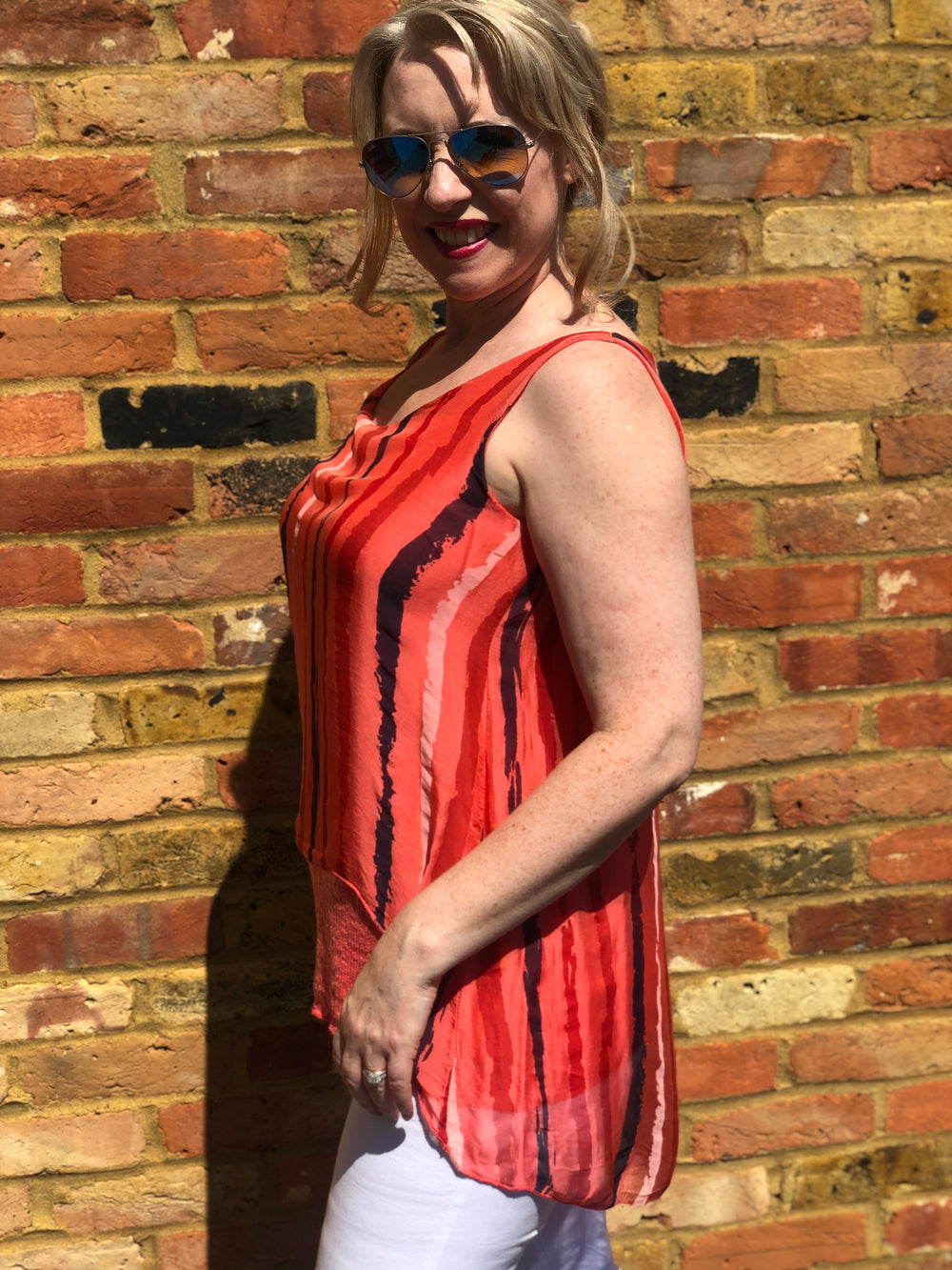 Orange Boho Italian Silk Top - Vz Collection
