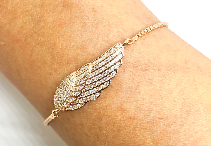 Angel wing with Tiny Zirconia Slider Bracelet - Vz Collection