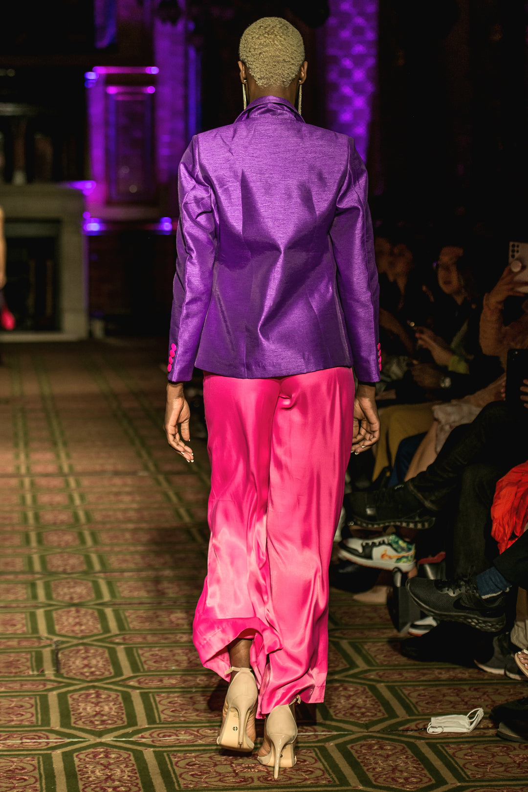 Double Breasted Raw Silk Purple Jacket - Vz Collection