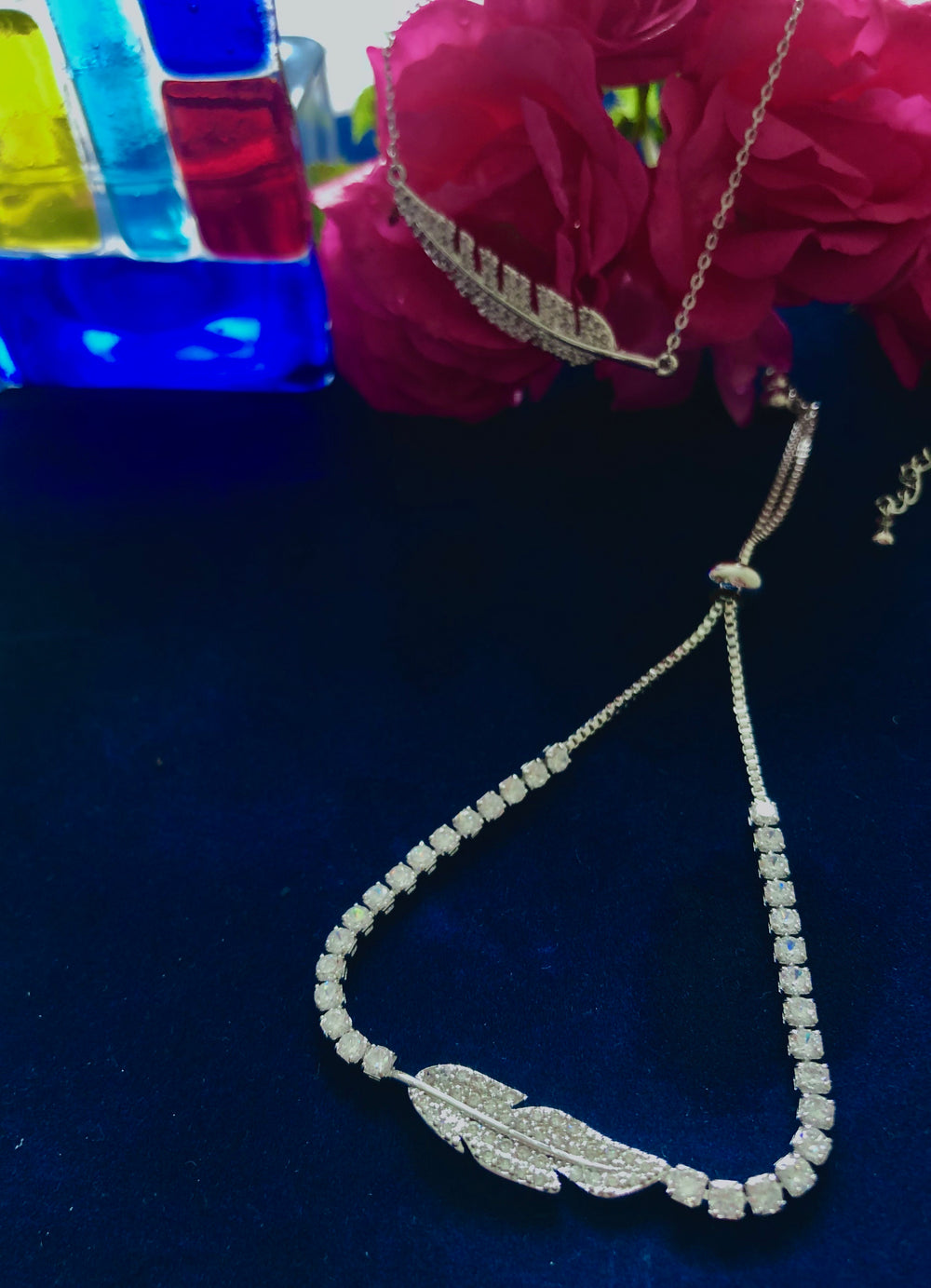 Cubic Zirconia Feather Slider Bracelet - Vz Collection