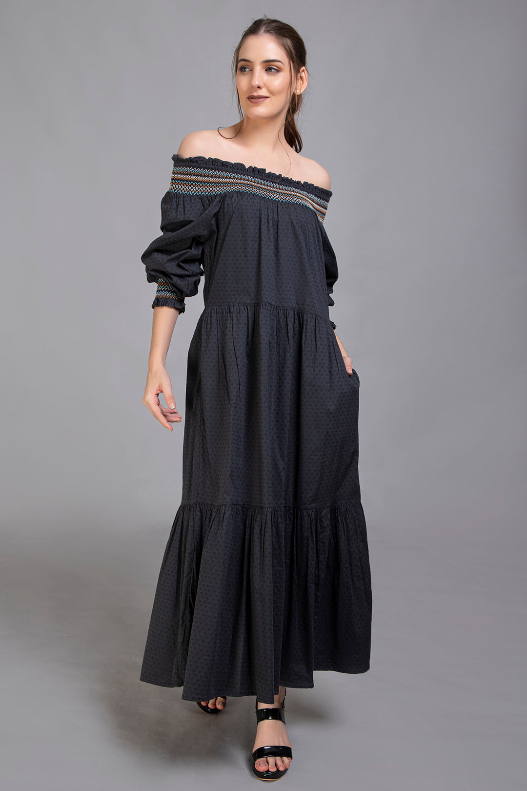 Black Tiered Maxi Dress - Vz Collection