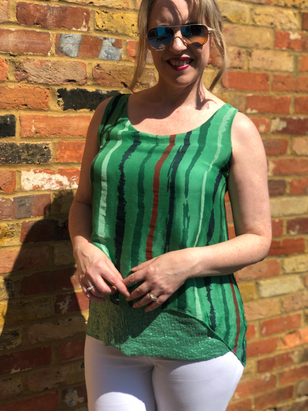Emerald Green Boho Italian Silk Top - Vz Collection