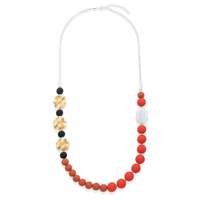 Orange Print Beaded Necklace - Vz Collection