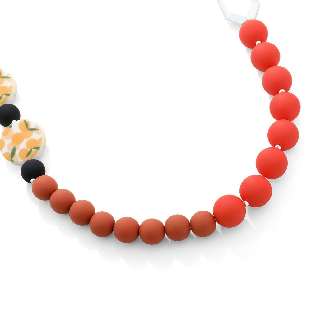 Orange Print Beaded Necklace - Vz Collection